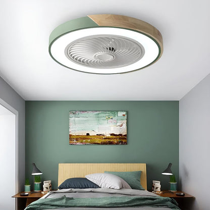 Wood Trim Flush Mount Ceiling Fan Light