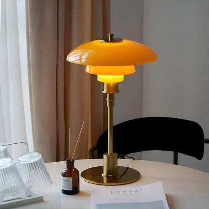 Amber Glass Mushroom Table Lamp