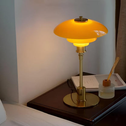 Amber Glass Mushroom Table Lamp