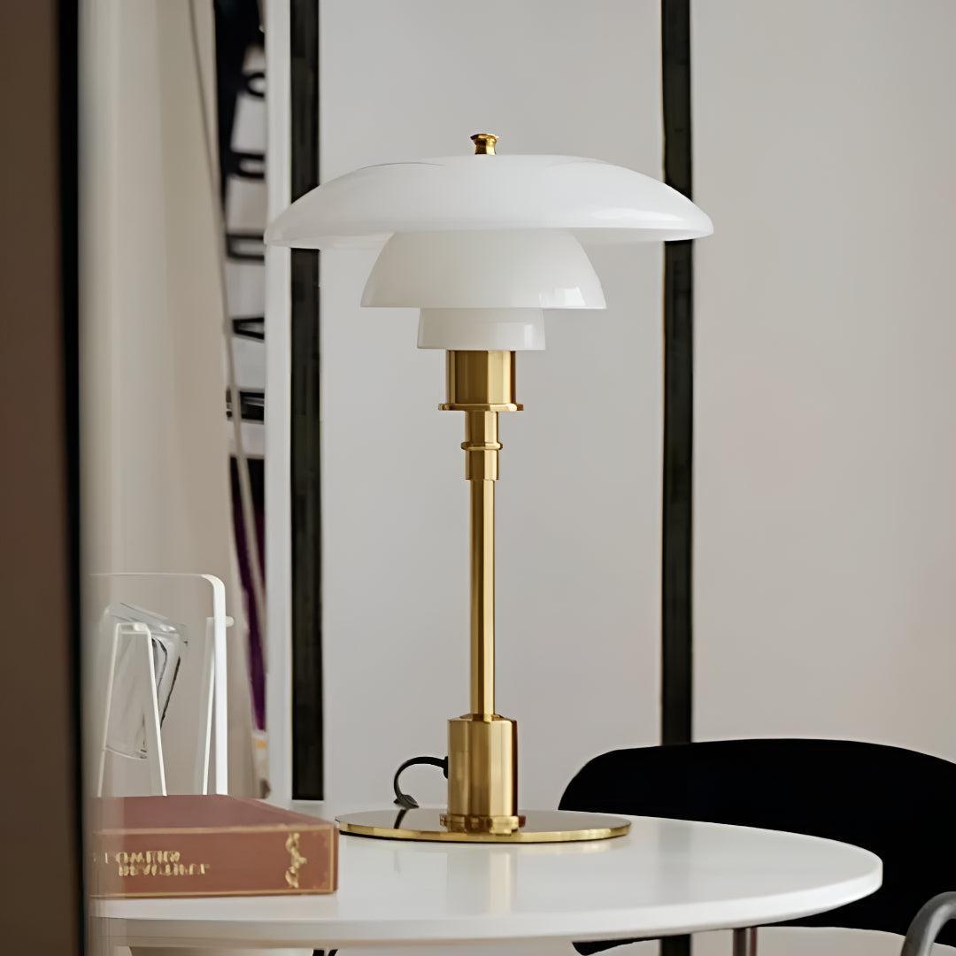 Amber Glass Mushroom Table Lamp