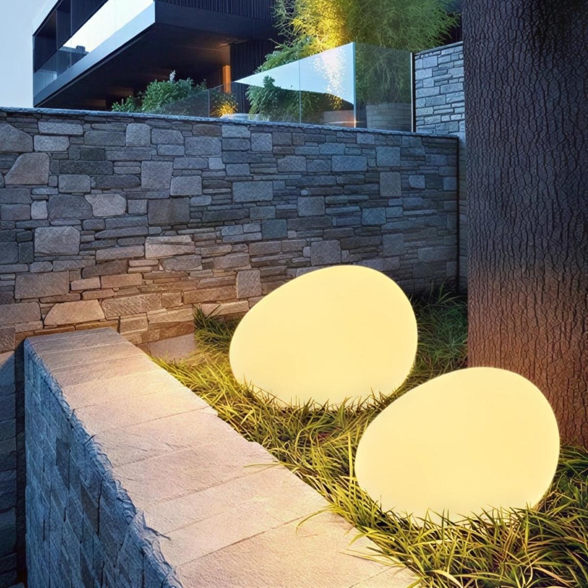 Solar Powered Stone Rock Light For Outdoor Garden Path Landscape Illumination
