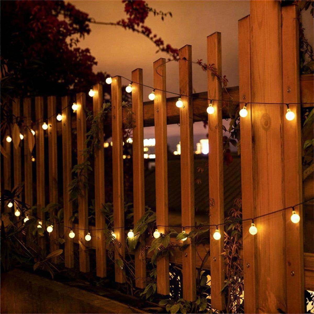 Solar String Lights For Outdoors With Spherical Bulbs