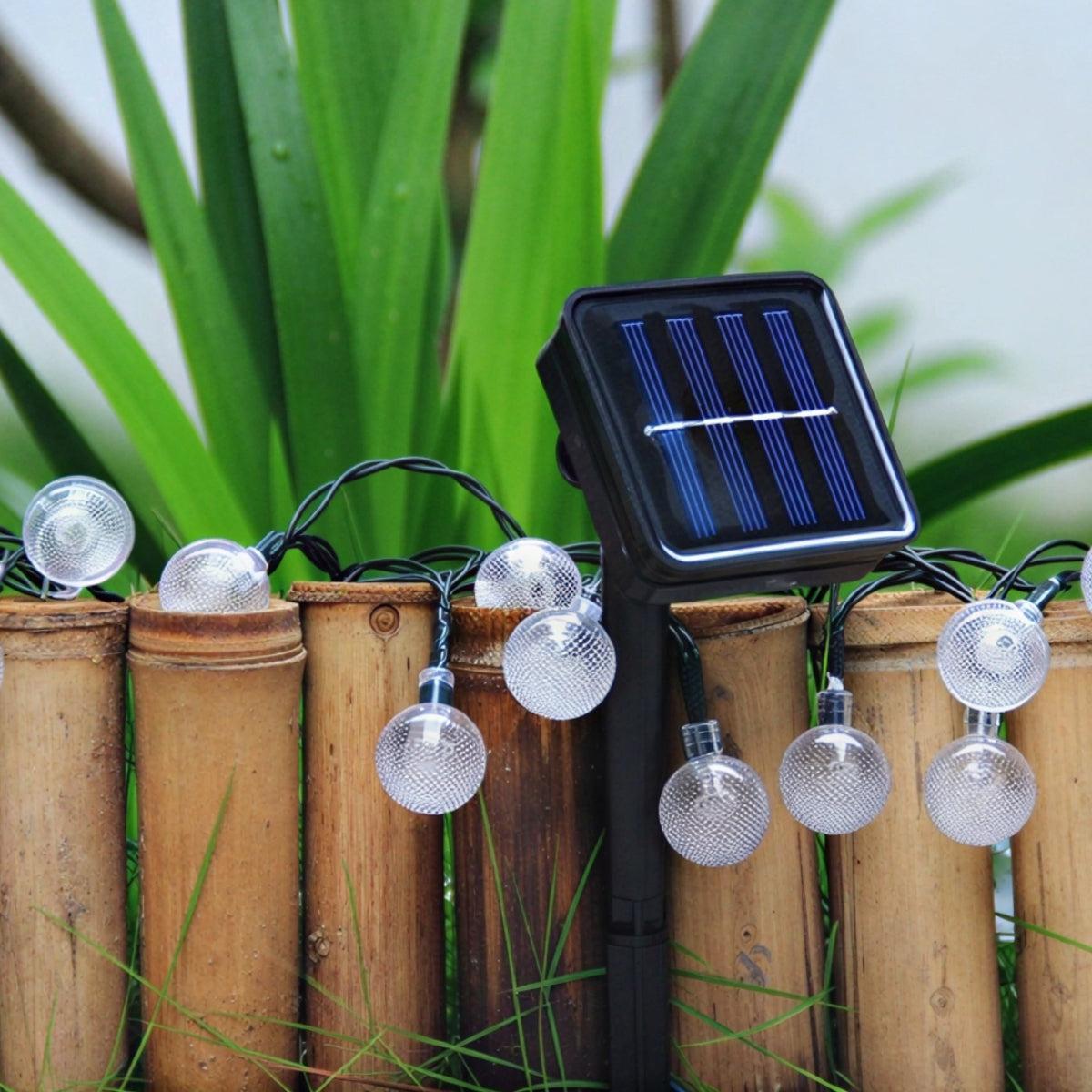 Solar String Lights For Outdoors With Spherical Bulbs