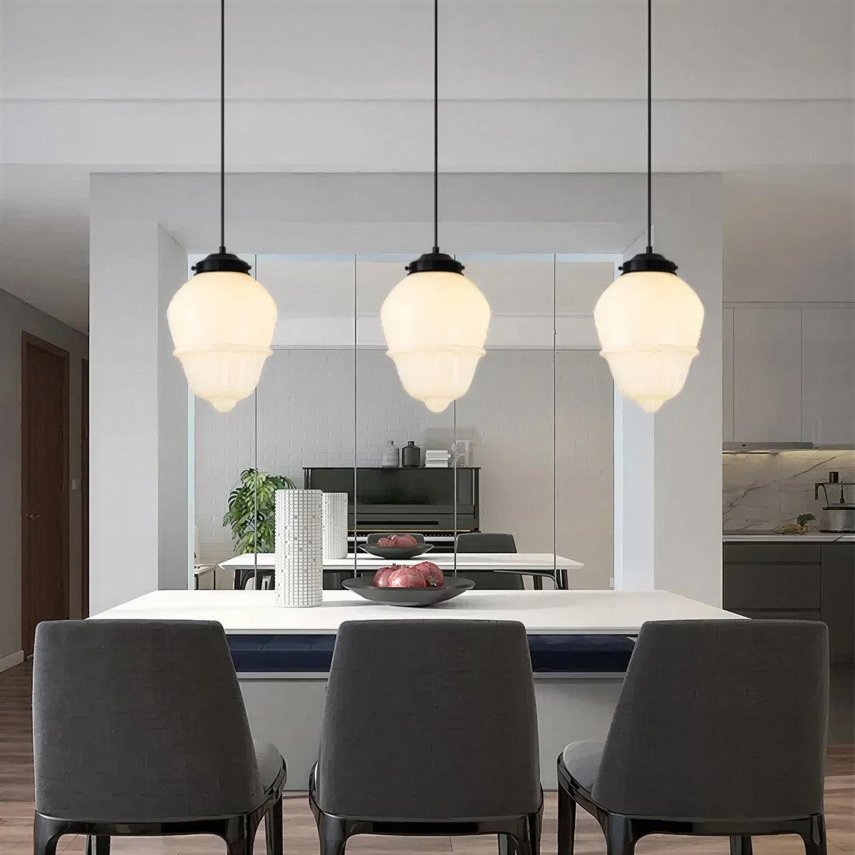Stylish Ceiling Pendant Light With Geometric Frosted Shade