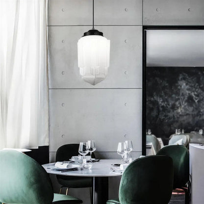 Stylish Ceiling Pendant Light With Geometric Frosted Shade