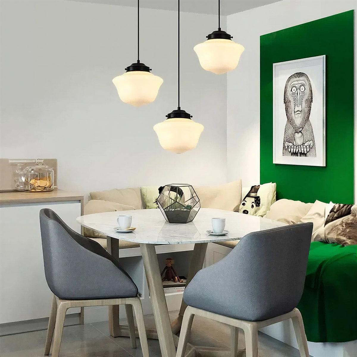 Stylish Ceiling Pendant Light With Geometric Frosted Shade