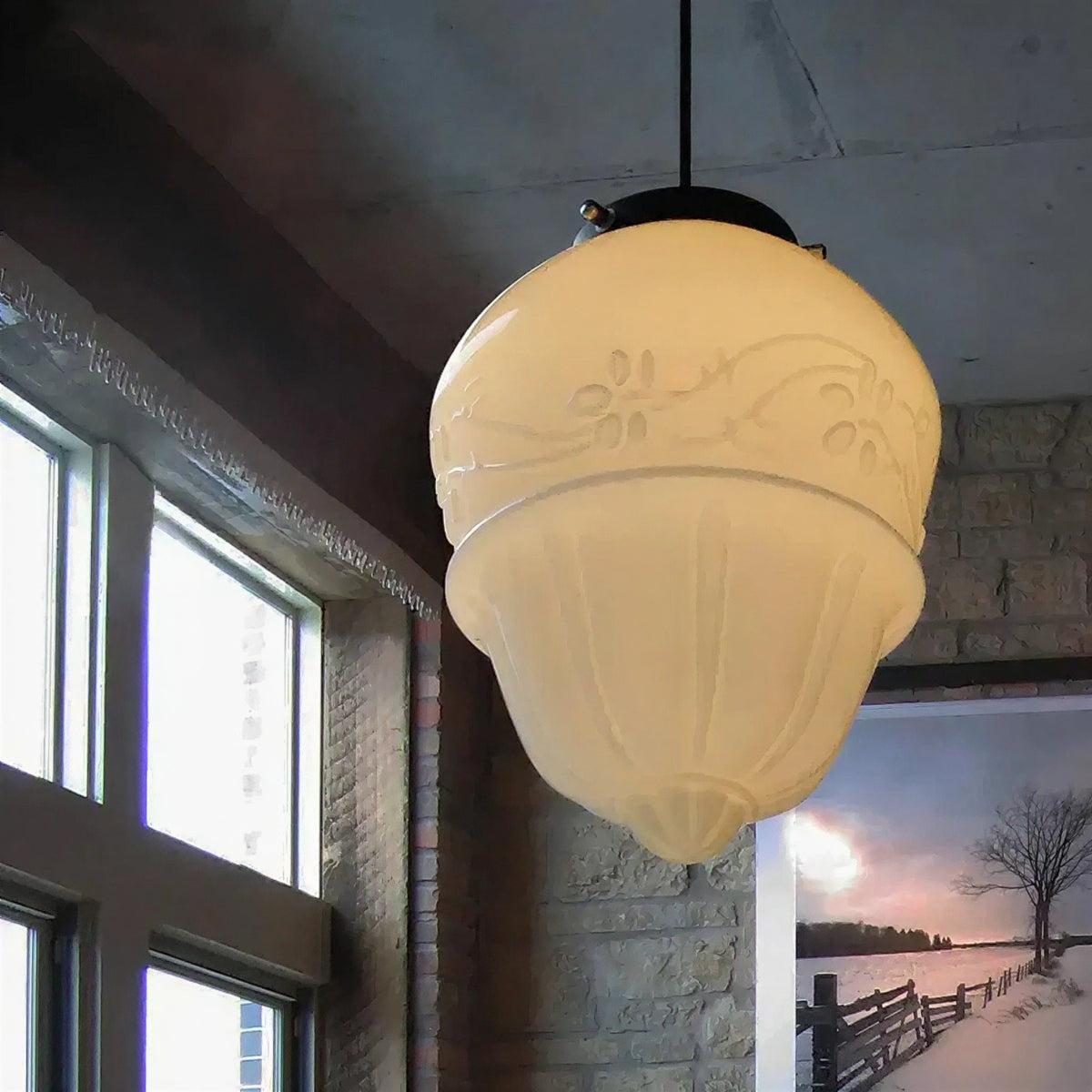 Stylish Ceiling Pendant Light With Geometric Frosted Shade