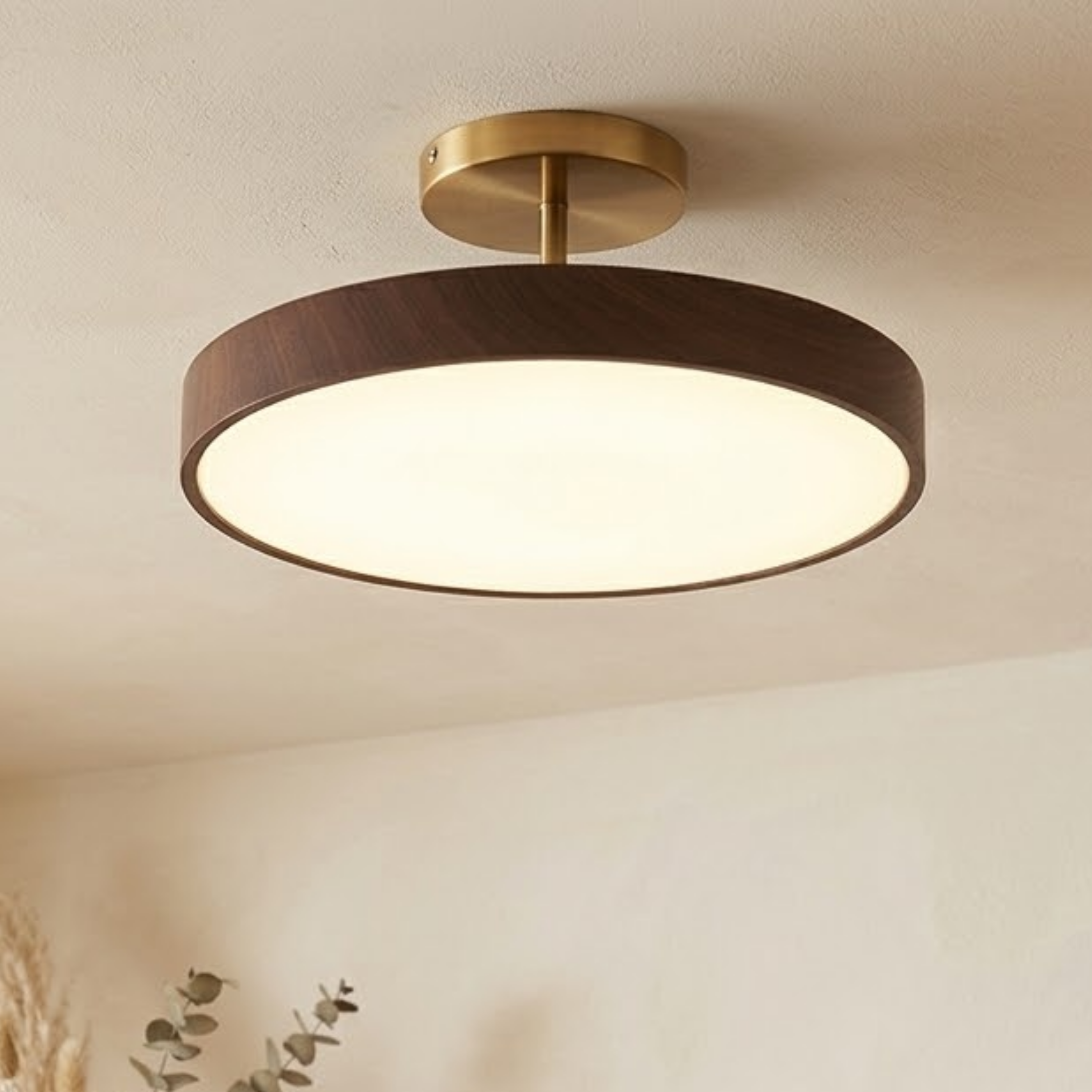 Wood Grain Round LED Ceiling Light