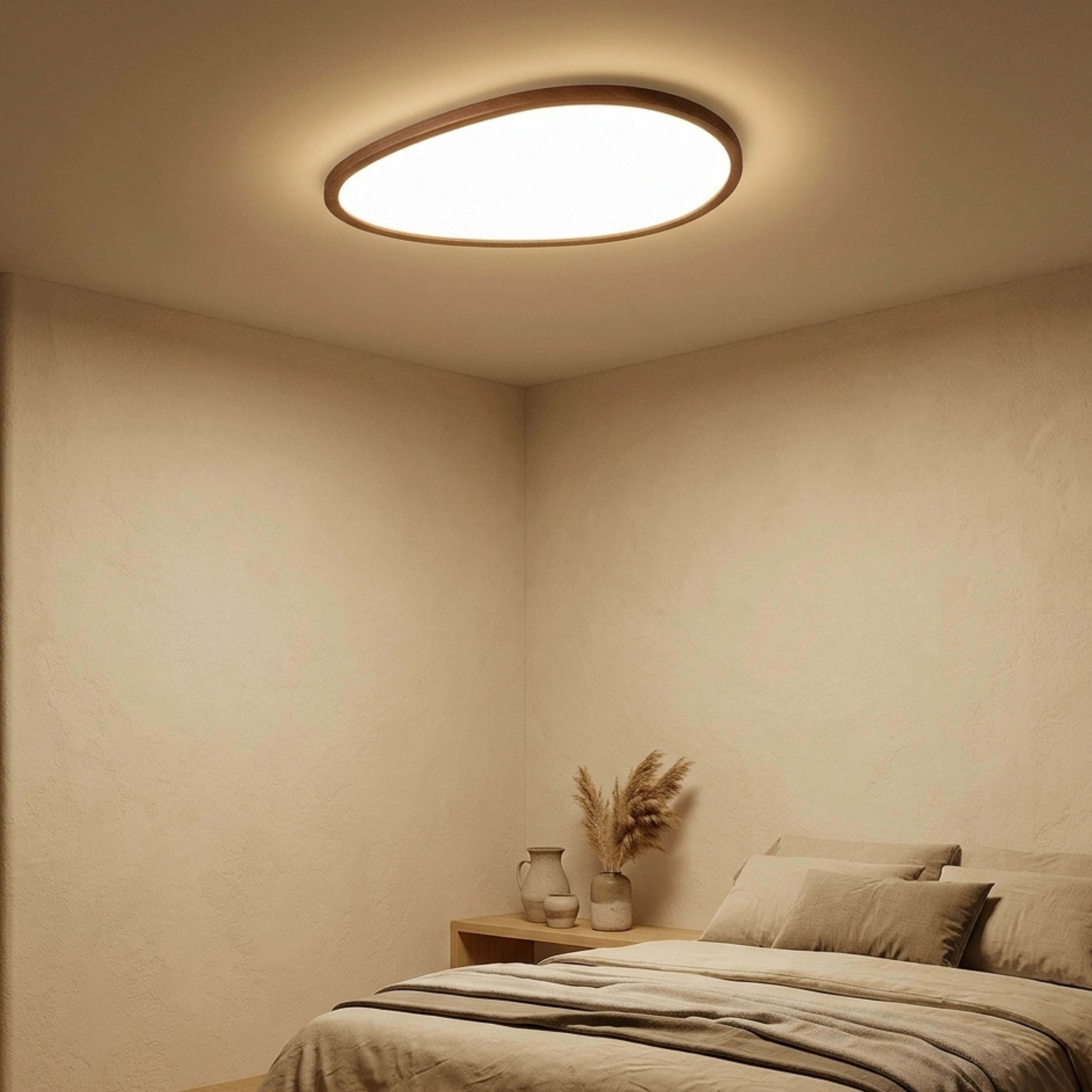 Ultra Thin Dark Wood Ceiling Light