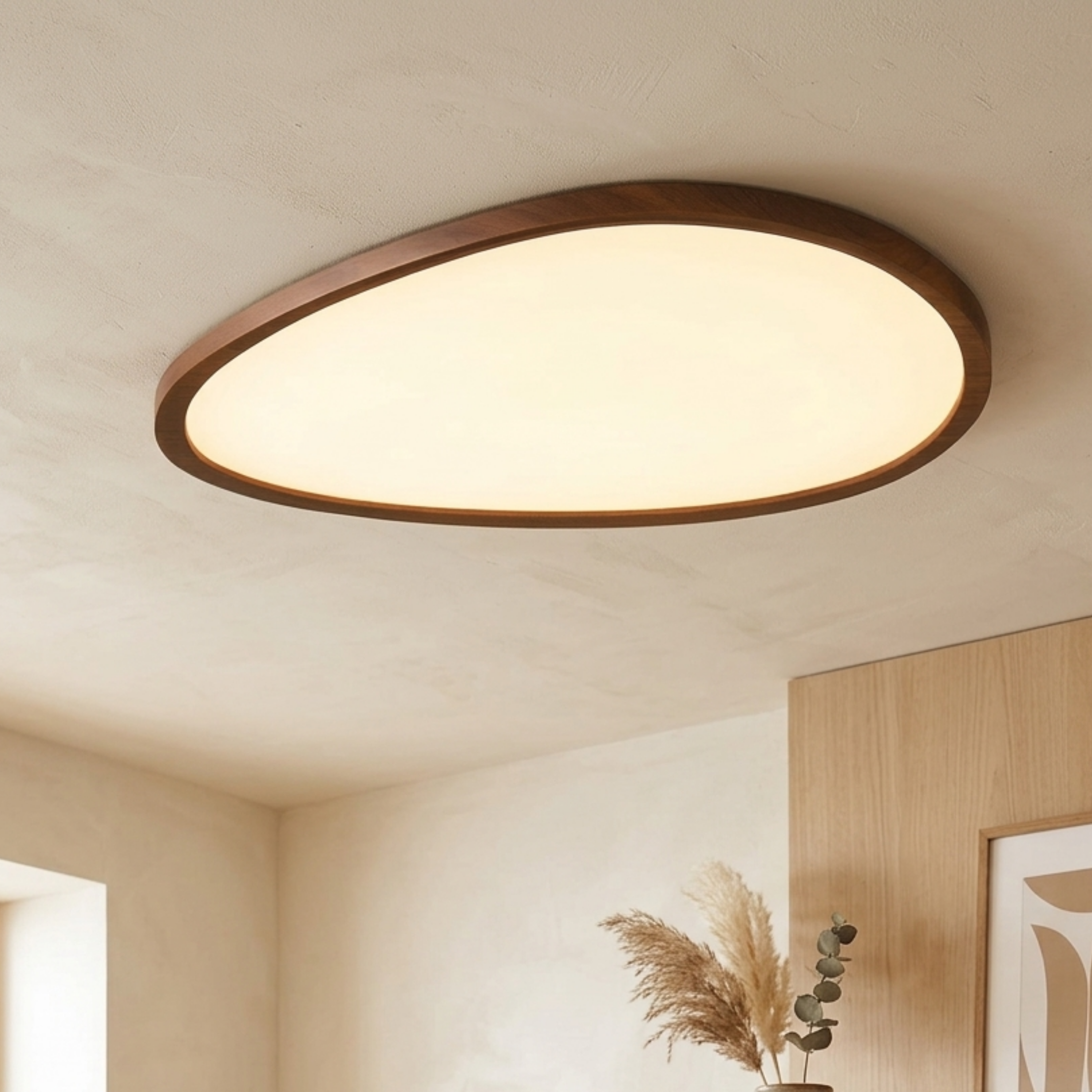 Brown Oval Acrylic LED Flush Mount Ceiling Light