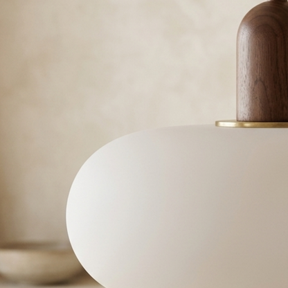 Walnut Wood Oval LED Pendant Ceiling Light