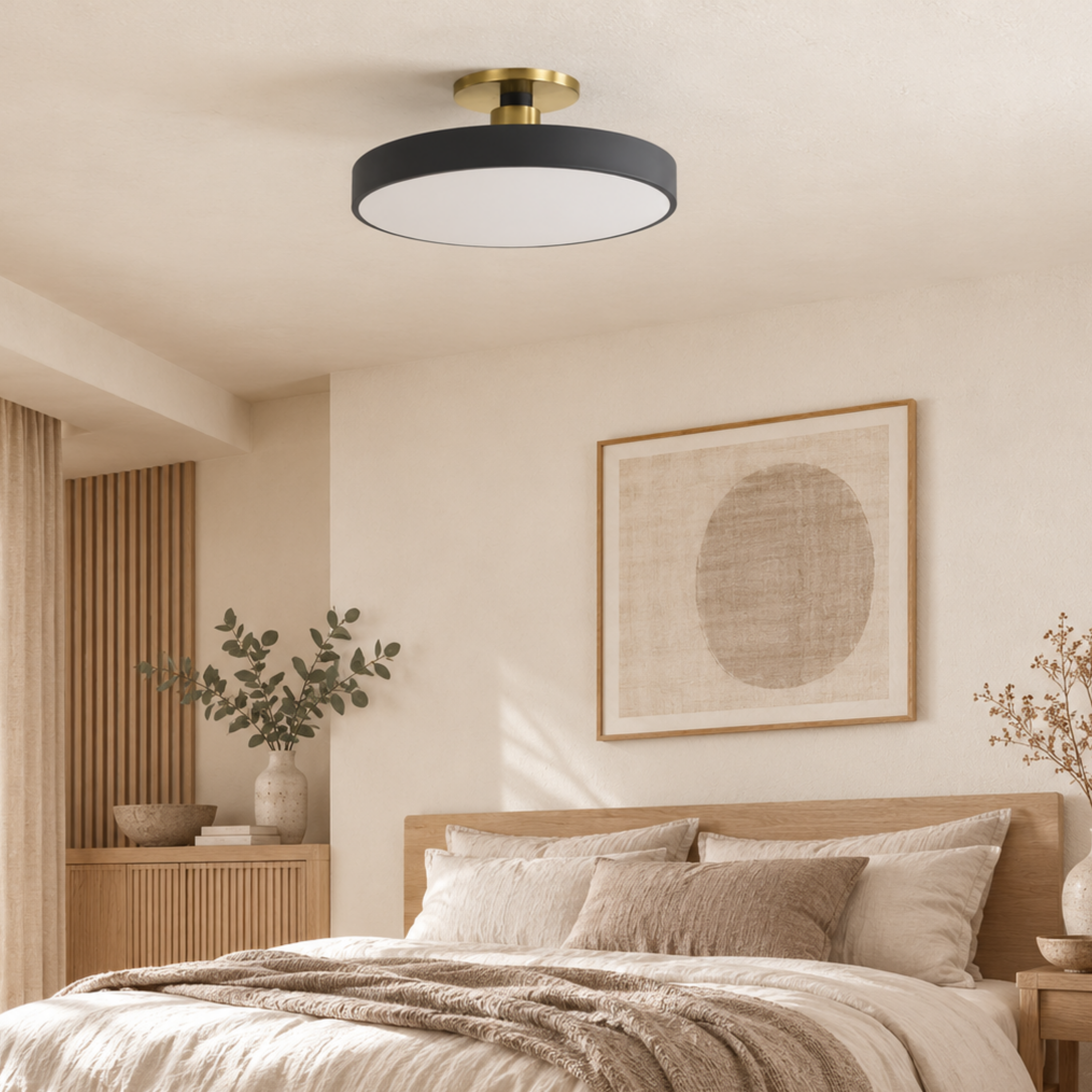 Round Nordic Semi-Flush Ceiling Light