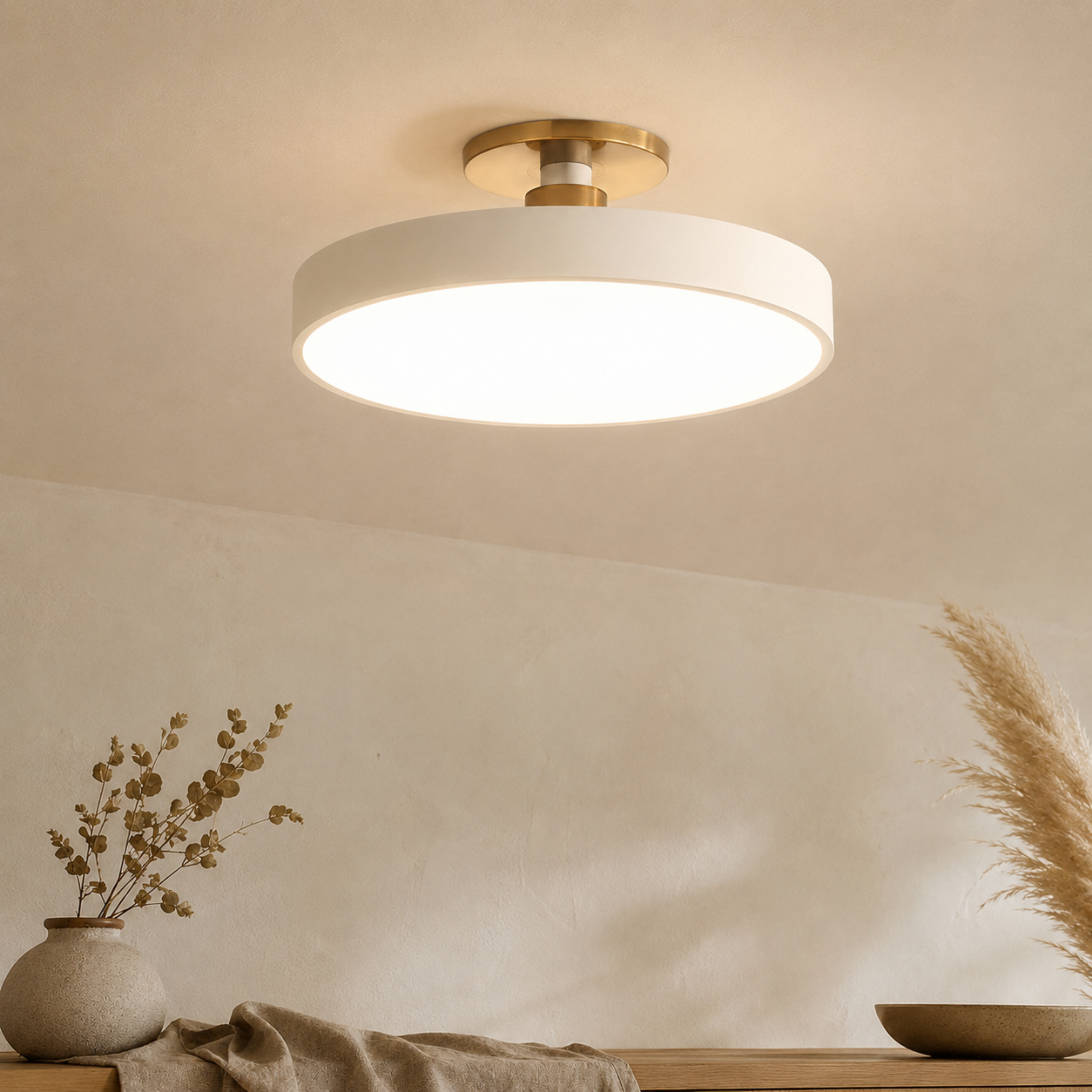 Round Nordic Semi-Flush Ceiling Light