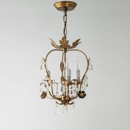Vintage Mini Crystal Chandelier with Candles