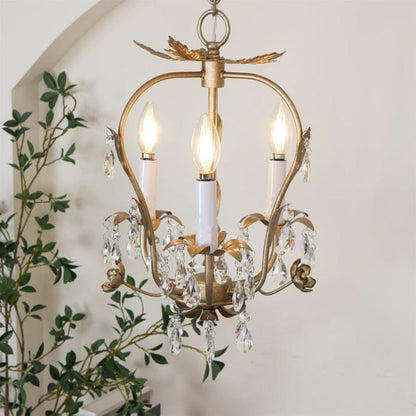 Vintage Mini Crystal Chandelier with Candles