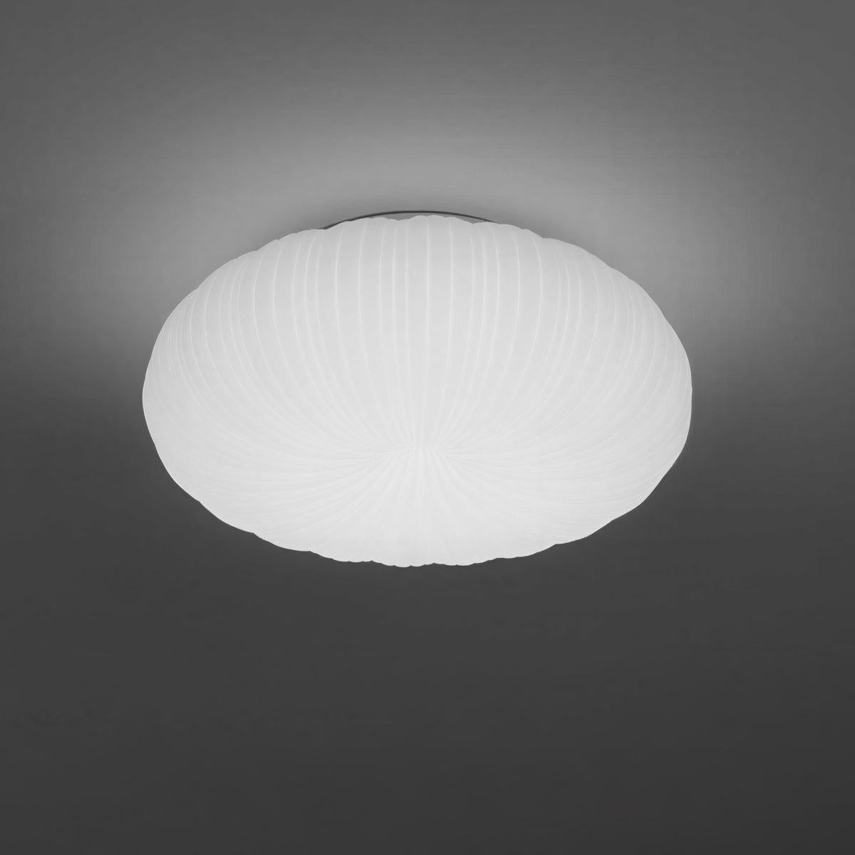 White Radial Pleated Donut Ceiling Light With Dimmable Remote Control