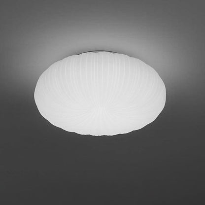 White Radial Pleated Donut Ceiling Light With Dimmable Remote Control