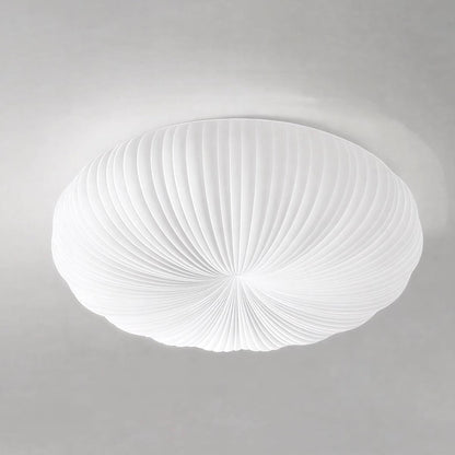 White Radial Pleated Donut Ceiling Light With Dimmable Remote Control