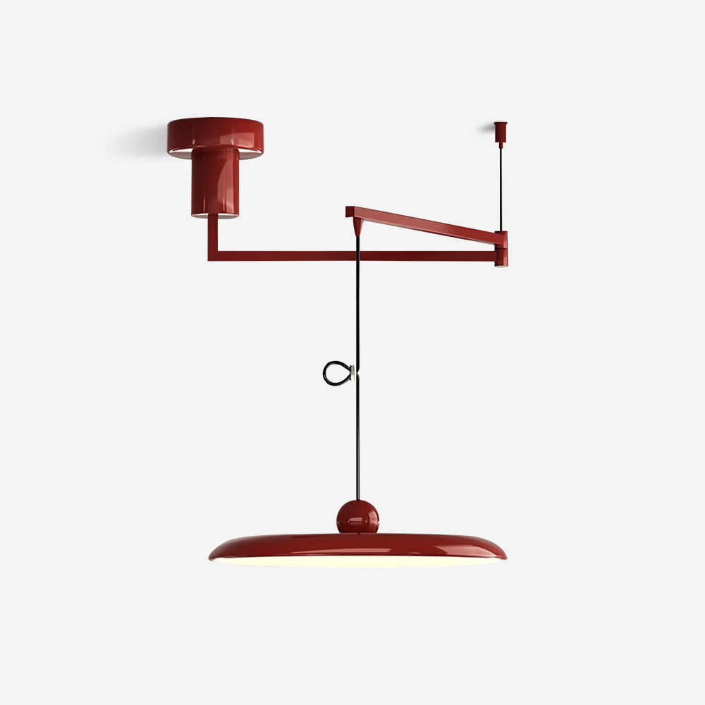 Adjustable Swing Arm Pendant Light Metal Disc Shade Integrated LED Dimmable