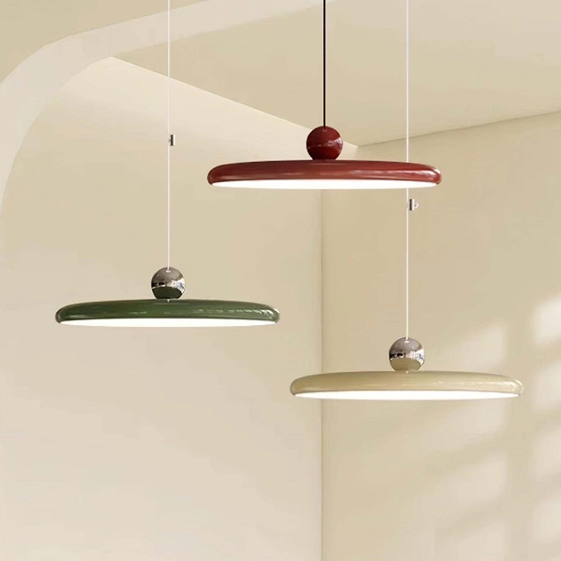 Adjustable Swing Arm Pendant Light Metal Disc Shade Integrated LED Dimmable