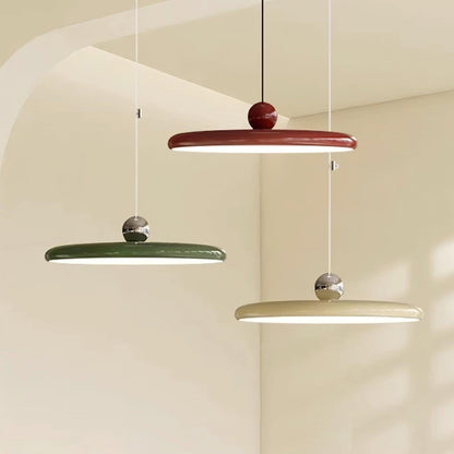 Adjustable Swing Arm Pendant Light Metal Disc Shade Integrated LED Dimmable