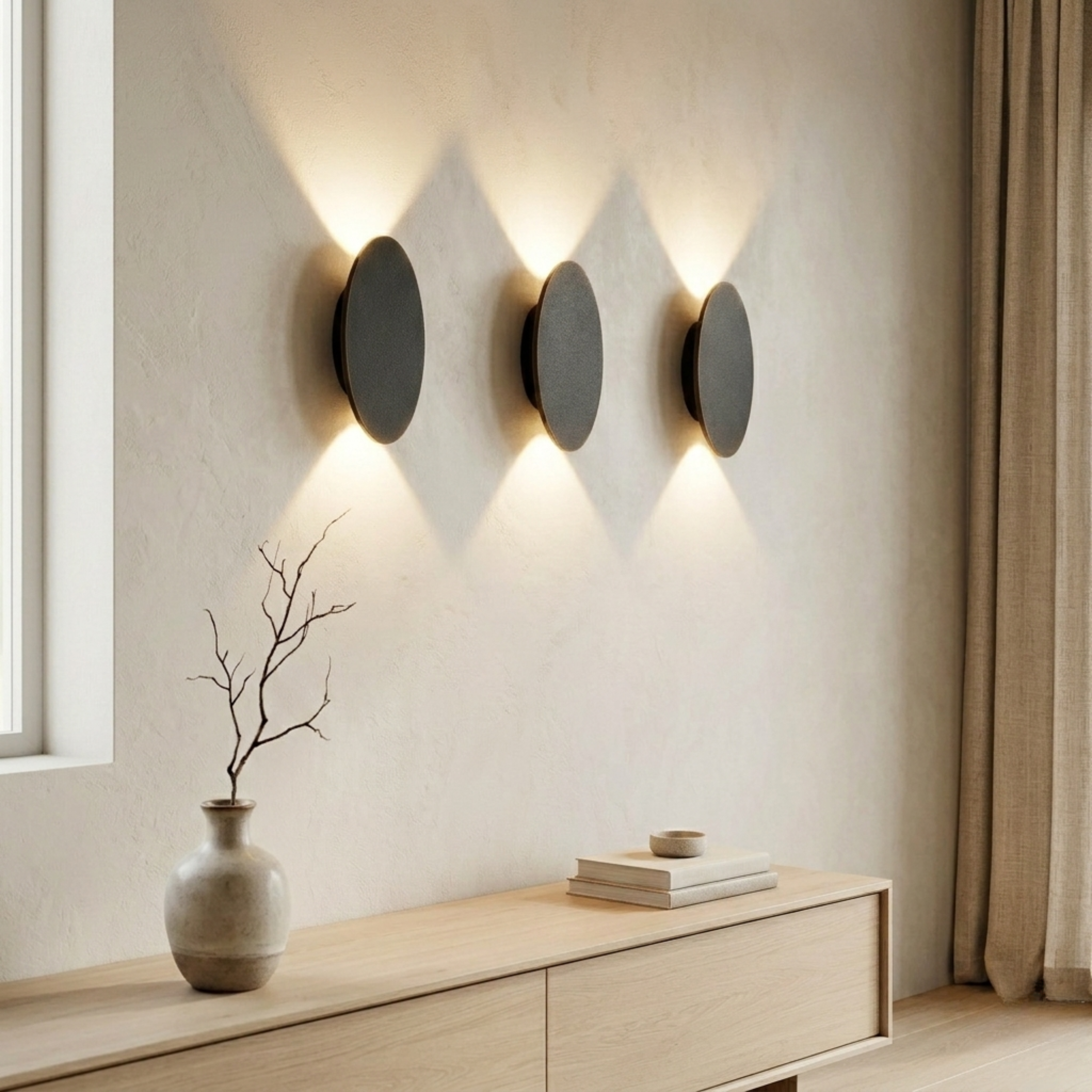 Aluminium Up Down Wall Sconce Compact Indoor Wall Light Oval Or Rectangular