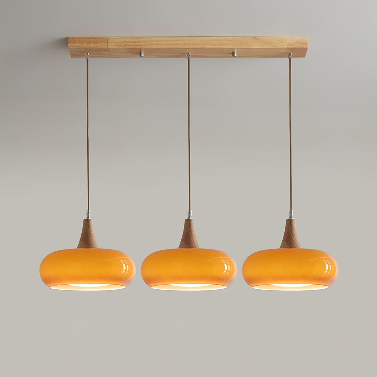 Amber Glass And Wood Pendant Light Mid Century Kitchen Island