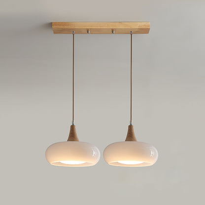 Amber Glass And Wood Pendant Light Mid Century Kitchen Island