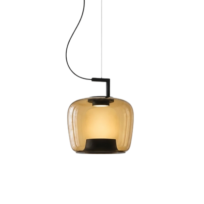 Amber Tinted Glass Lantern Pendant Light