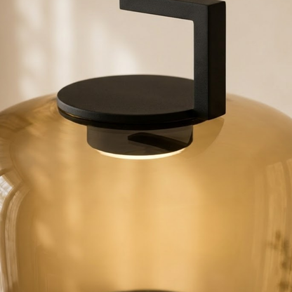 Amber Tinted Glass Lantern Pendant Light