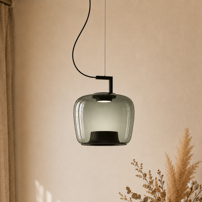 Amber Tinted Glass Lantern Pendant Light