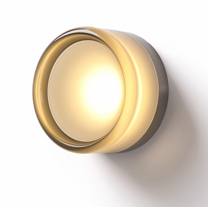 Amber Tinted Glass Round Wall Sconce LED Wall Light