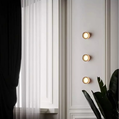 Amber Tinted Glass Round Wall Sconce LED Wall Light