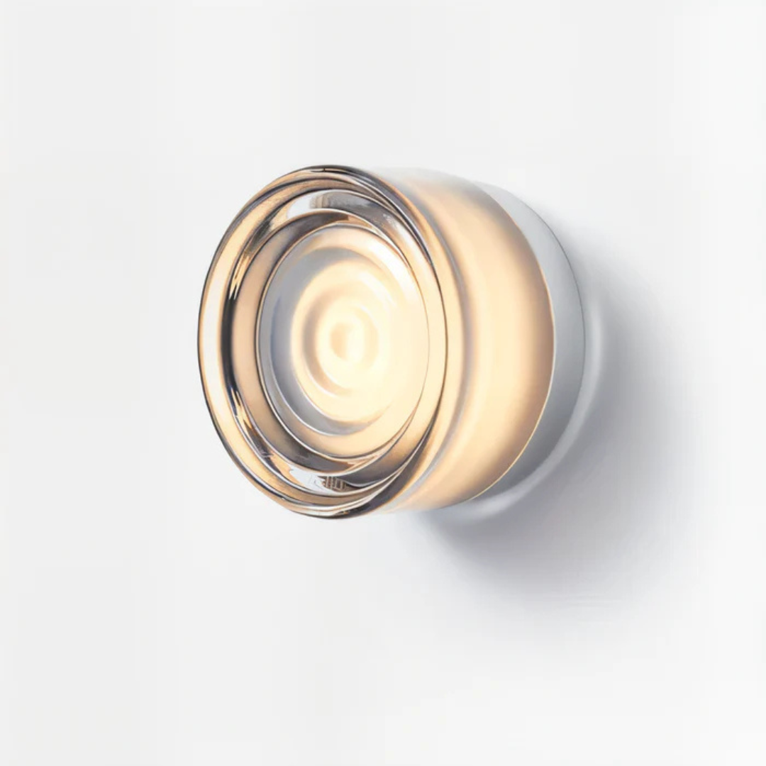 Amber Tinted Glass Round Wall Sconce LED Wall Light