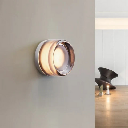 Amber Tinted Glass Round Wall Sconce LED Wall Light