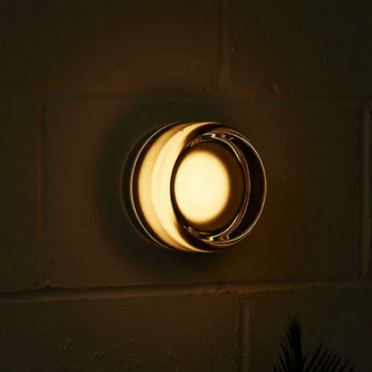 Amber Tinted Glass Round Wall Sconce LED Wall Light
