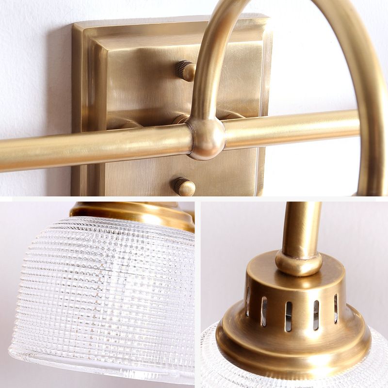 Antique Brass Prismatic Glass Vanity Wall Light Bathroom Wall Sconce One Two Three Light