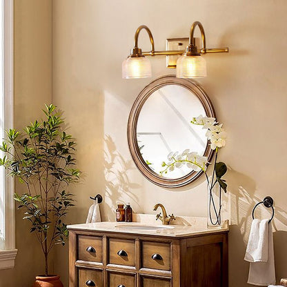 Antique Brass Prismatic Glass Vanity Wall Light Bathroom Wall Sconce One Two Three Light