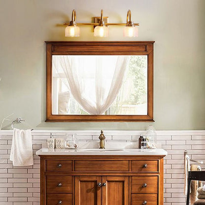 Antique Brass Prismatic Glass Vanity Wall Light Bathroom Wall Sconce One Two Three Light