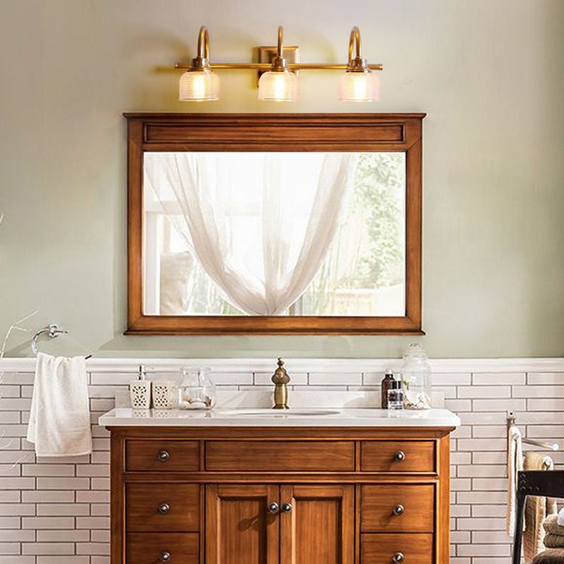 Antique Brass Prismatic Glass Vanity Wall Light Bathroom Wall Sconce One Two Three Light