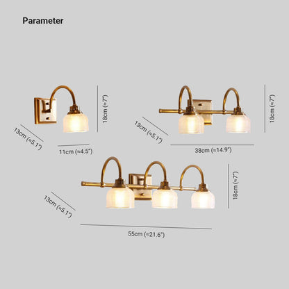 Antique Brass Prismatic Glass Vanity Wall Light Bathroom Wall Sconce One Two Three Light