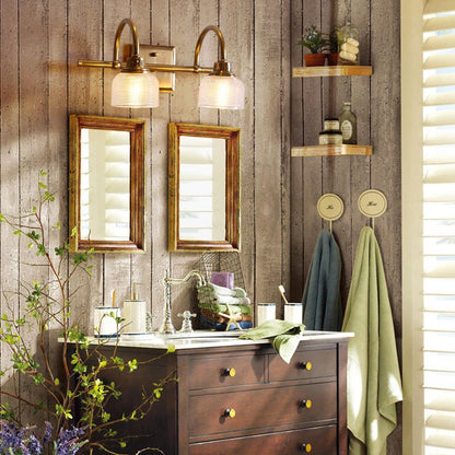 Antique Brass Prismatic Glass Vanity Wall Light Bathroom Wall Sconce One Two Three Light