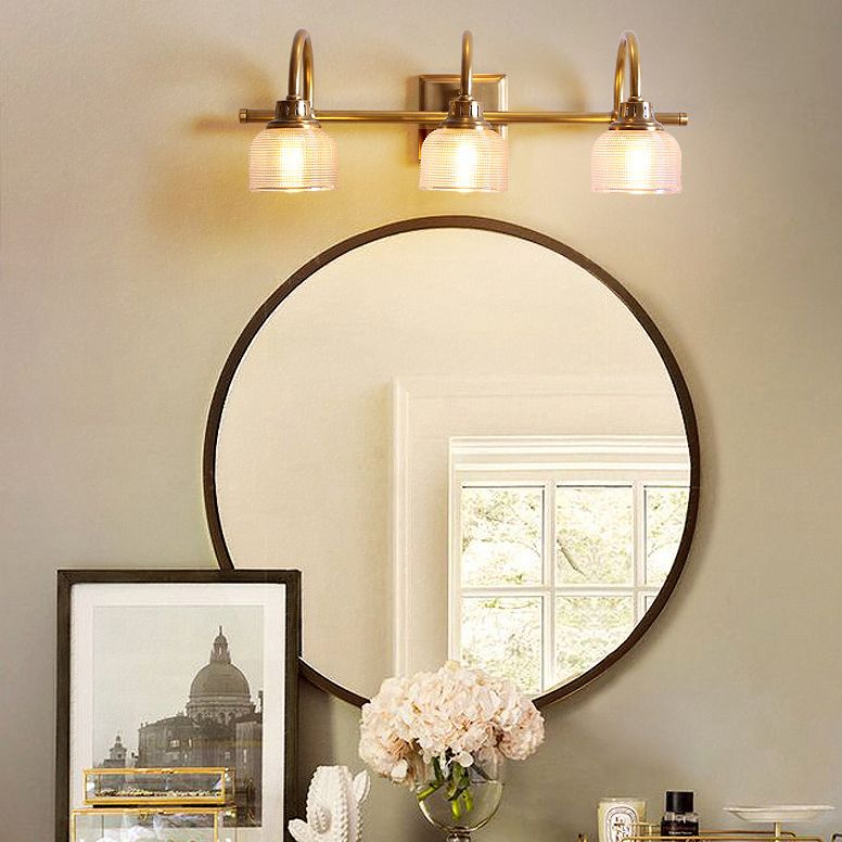 Antique Brass Prismatic Glass Vanity Wall Light Bathroom Wall Sconce One Two Three Light