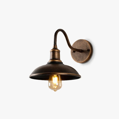 Antique Brass Rustic Bowl Shade Outdoor Wall Light For Garden And Porch