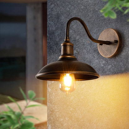 Antique Brass Rustic Bowl Shade Outdoor Wall Light For Garden And Porch