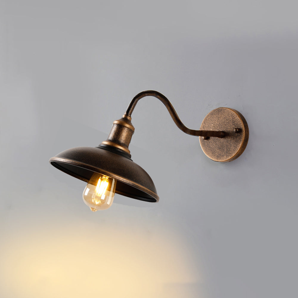 Antique Brass Rustic Bowl Shade Outdoor Wall Light For Garden And Porch