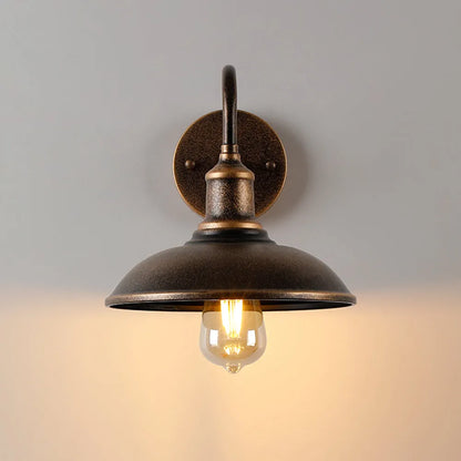 Antique Brass Rustic Bowl Shade Outdoor Wall Light For Garden And Porch