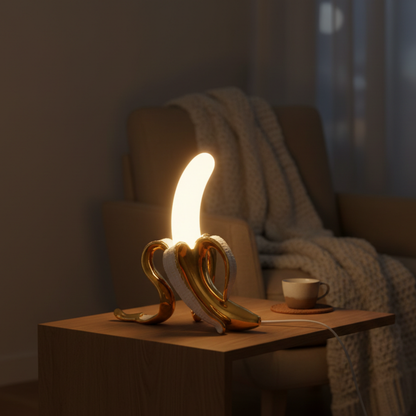 Art Deco Brass Look Banana LED Table Lamp