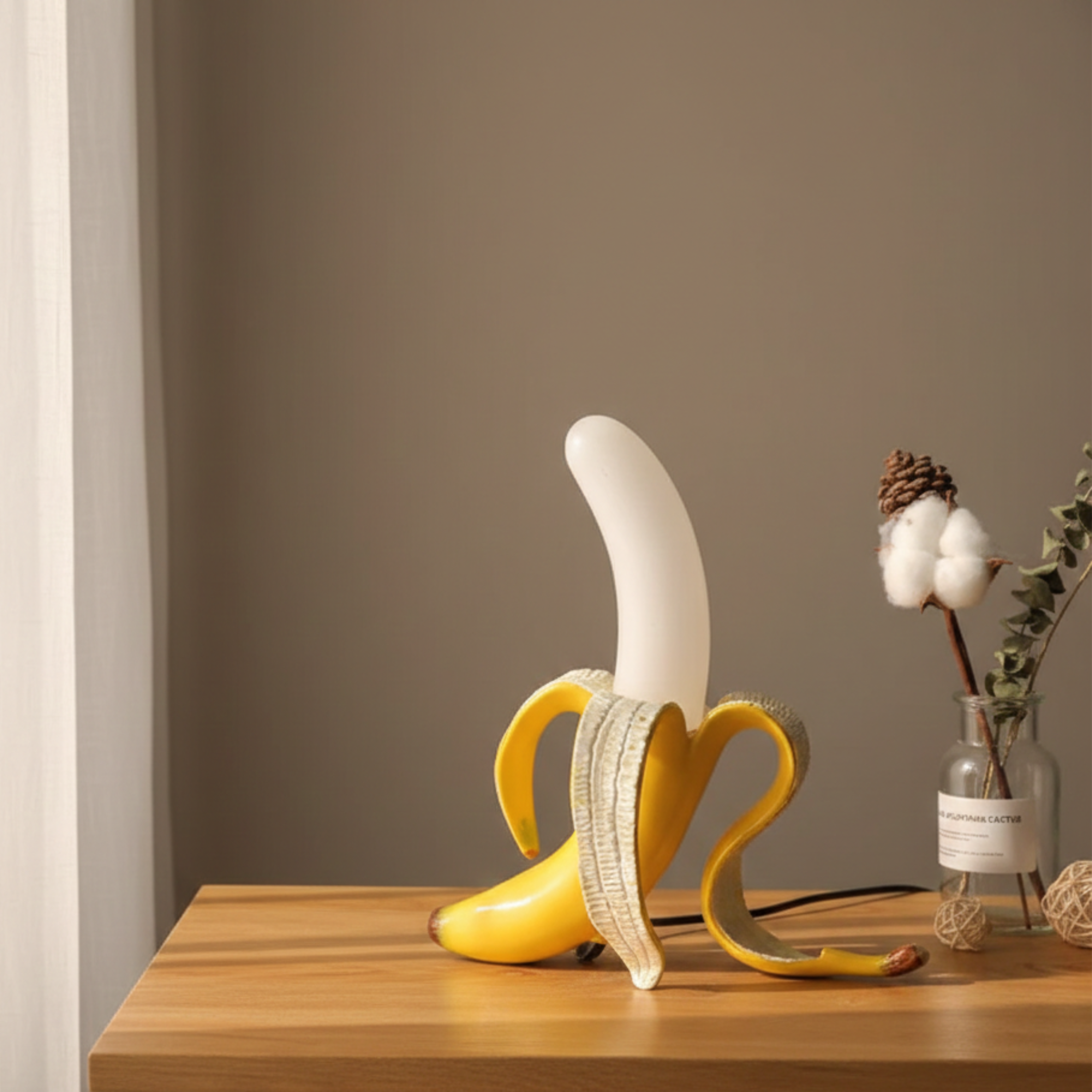 Art Deco Brass Look Banana LED Table Lamp