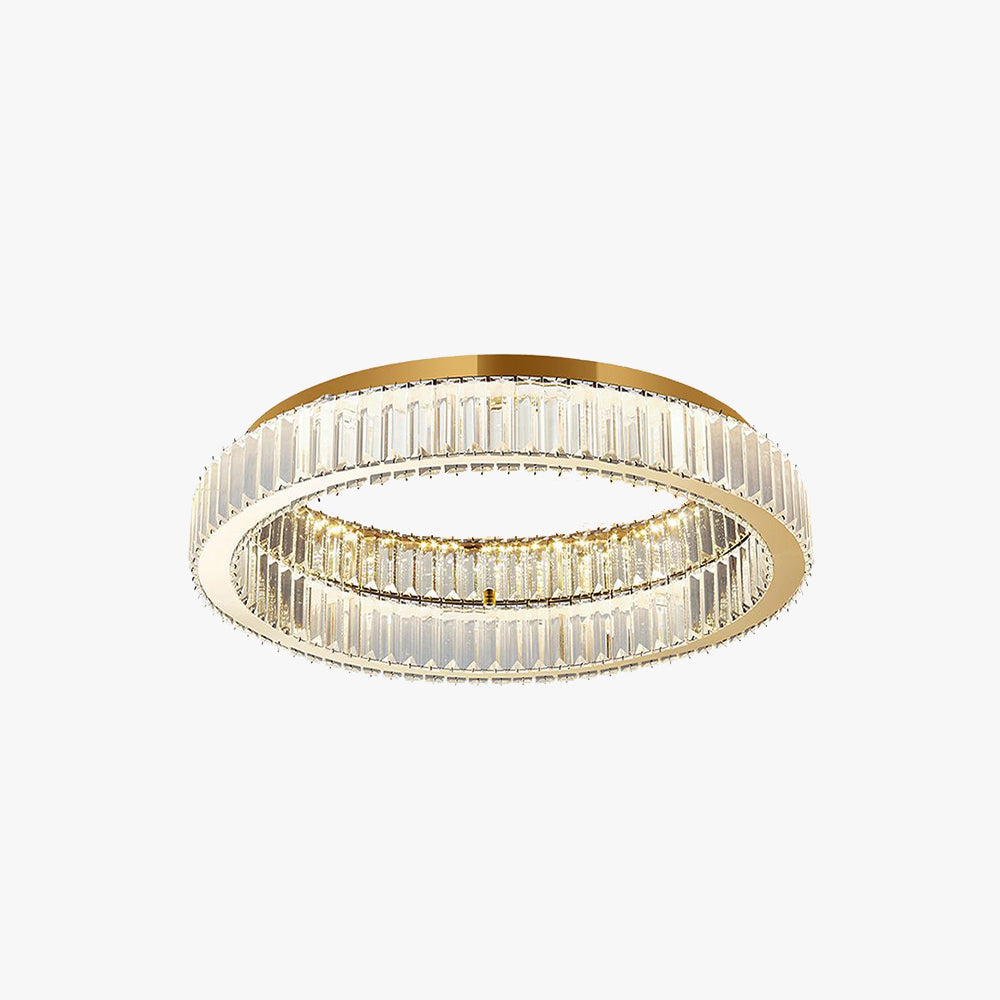 Art Deco Crystal Ring Flush Mount Ceiling Light Gold Circular LED